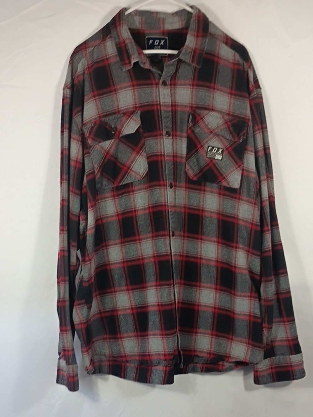 EUC Fox Racing Mens Traildust Flannel Shirt Red Black Plaid Mens Size XXL Winter